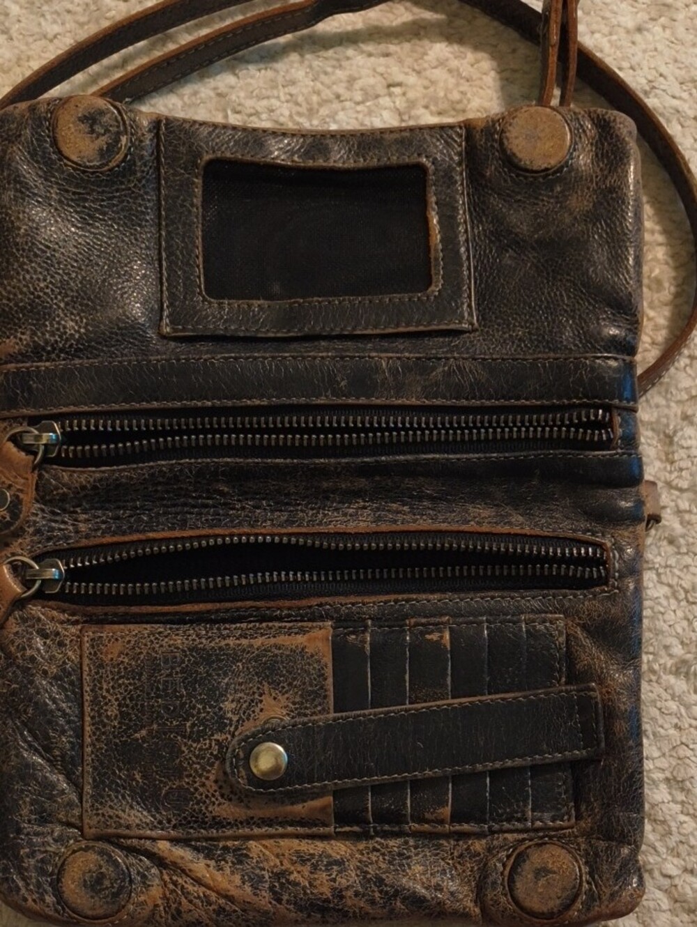 Bed Stu Distressed Brown Leather Crossbody Clutch - Picture 2 of 6